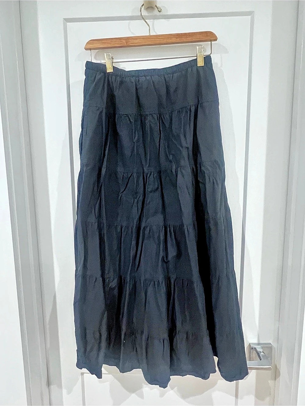 Rachel Zoe 100% Cotton Tiered Maxi Skirt in Black Size Small Like New